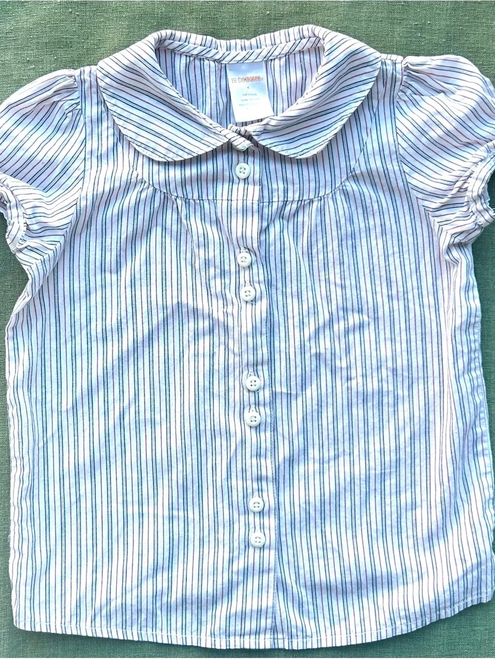 100% cotton striped girl’s short sleeve blouse